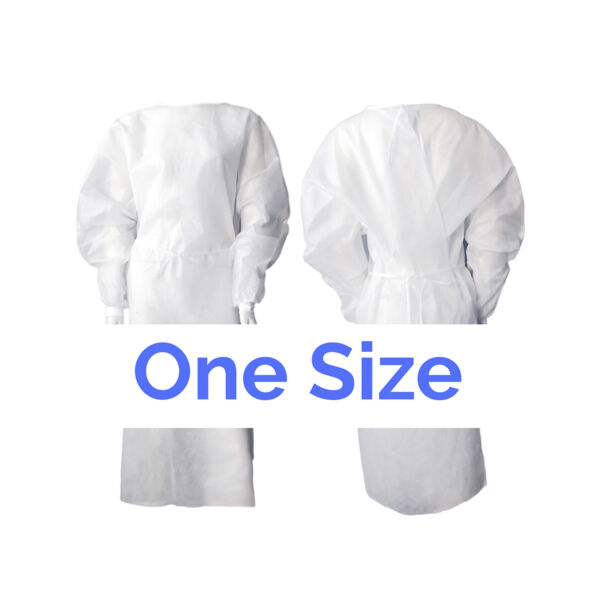 SALE V19-11: White Isolation Gown One Size (Box 40) Thumbnail
